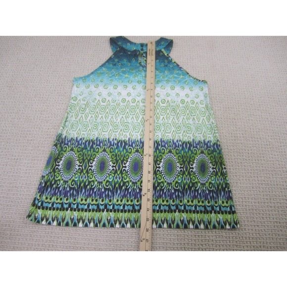 Womens Blouse Shirt Medium Blue Green Tank Top Casual Cocomo Sleeveless Polyeste - Picture 6 of 7